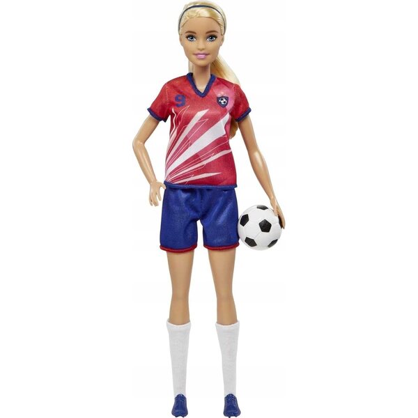 Barbie-Fußballspielerin mit bunter Uniform und Ball – Spielzeug für Kinder ab 3 Jahren