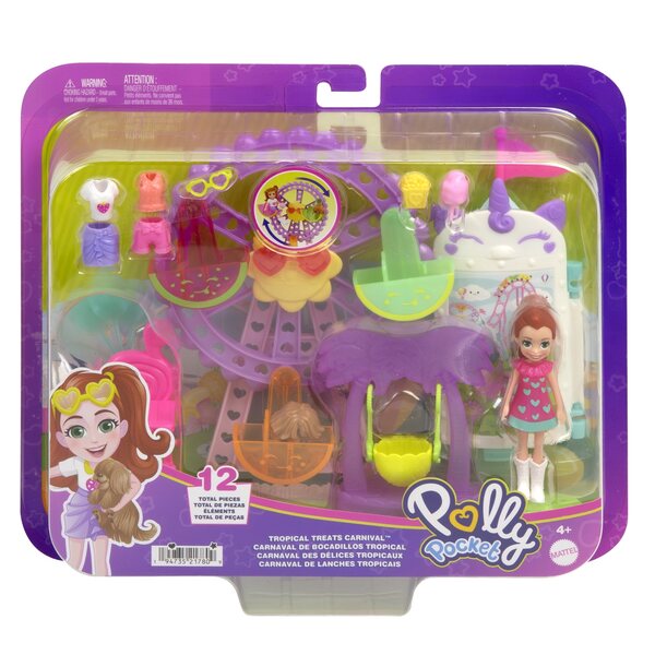 Parc d'attractions Polly Pocket Tropical avec poupée, accessoires et jeux pour enfants