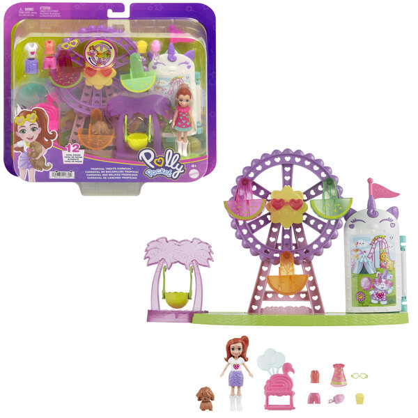 Parc d'attractions Polly Pocket Tropical avec poupée, accessoires et jeux pour enfants
