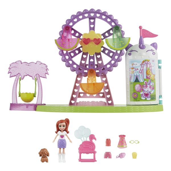 Parc d'attractions Polly Pocket Tropical avec poupée, accessoires et jeux pour enfants