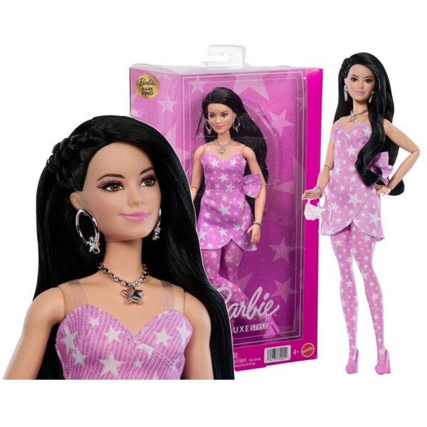 Barbie Deluxe Style mit rosa Sternenkleid und offenem Haar 29 cm