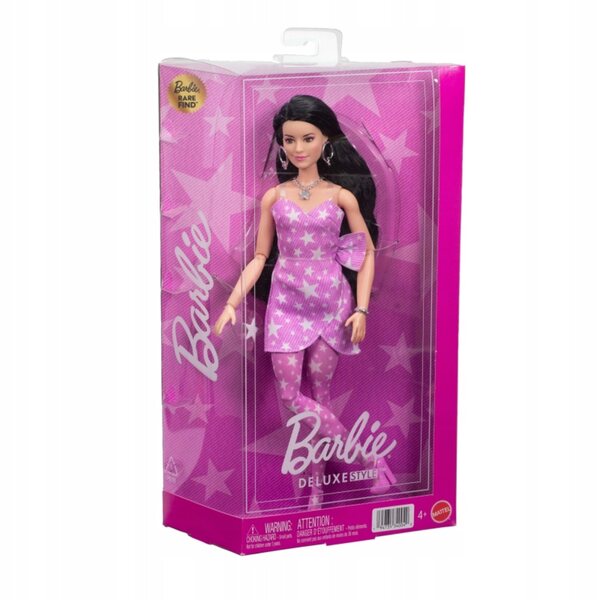 Barbie Deluxe Style mit rosa Sternenkleid und offenem Haar 29 cm