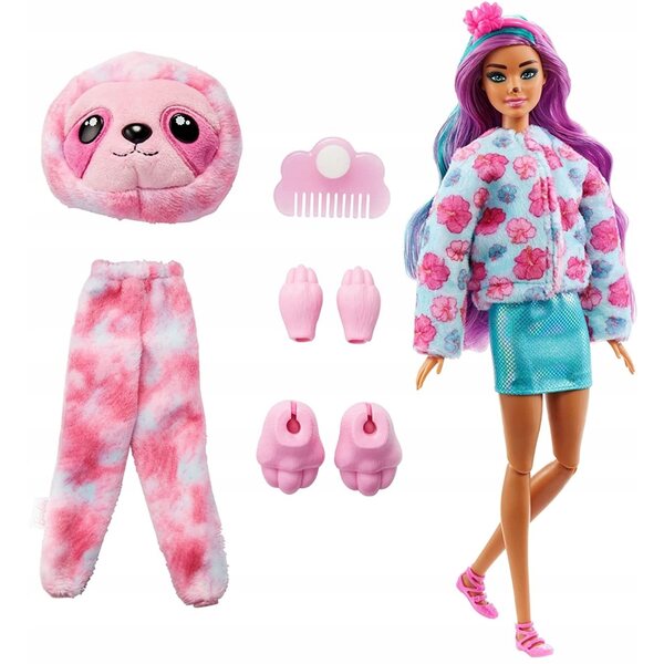 Barbie Cutie Reveal Lali Faultier, verwandelbar, mit 10 Überraschungen und weichem Kostüm
