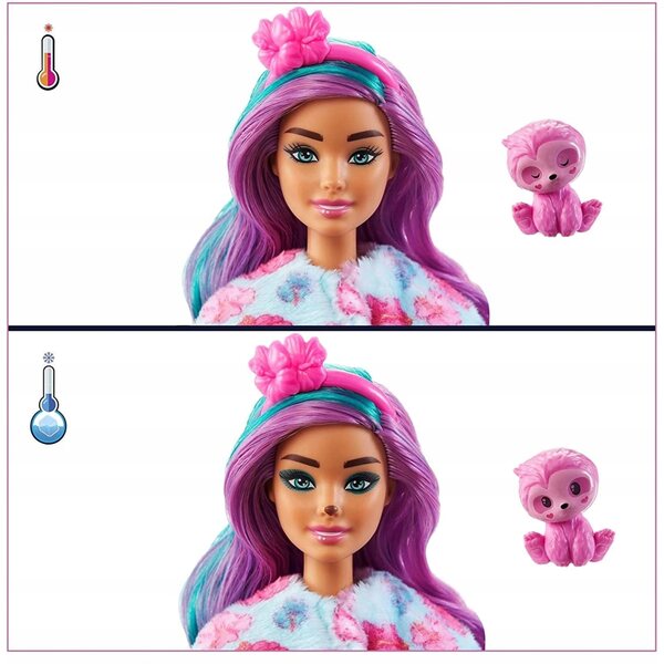 Barbie Cutie Reveal Lali Faultier, verwandelbar, mit 10 Überraschungen und weichem Kostüm