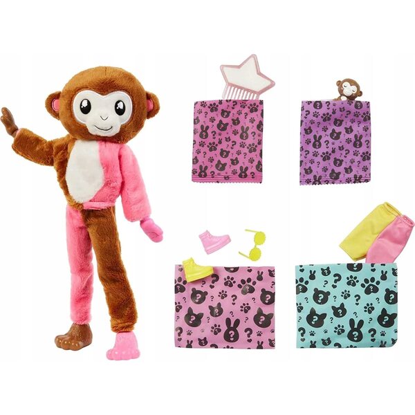 Barbie Cutie Reveal Jungle Monkey – Verwandelbare Puppe mit 10 Überraschungen