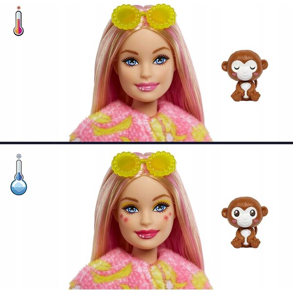 Barbie Cutie Reveal Jungle Monkey – Verwandelbare Puppe mit 10 Überraschungen