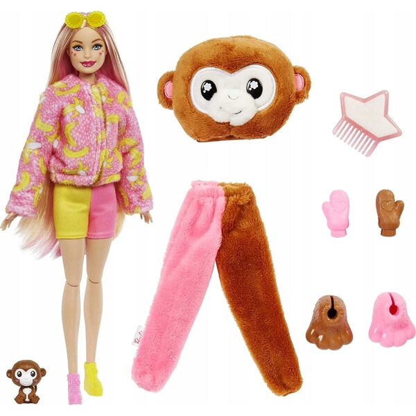 Barbie Cutie Reveal Jungle Monkey – Verwandelbare Puppe mit 10 Überraschungen