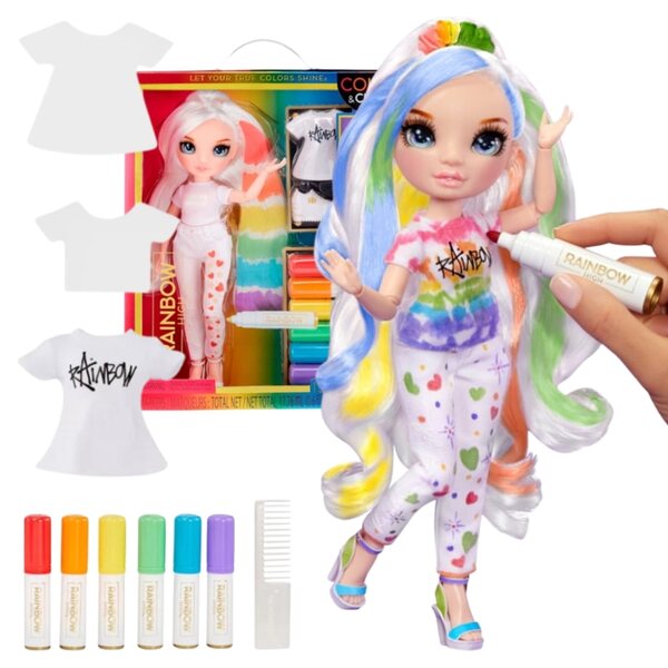 Bambola Rainbow High Color & Create con accessori e pennarelli lavabili