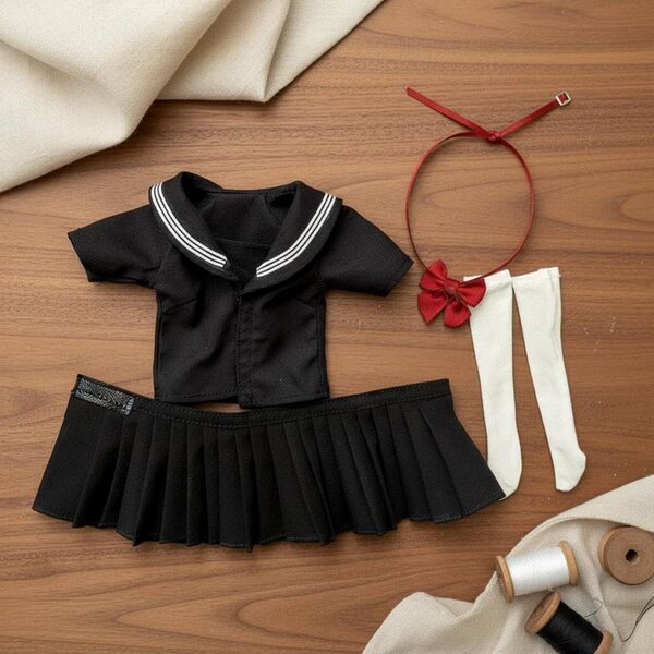 JK Style Outfit 1/6 Puppe – Faltenrock und schwarzes Oberteil für Sammler