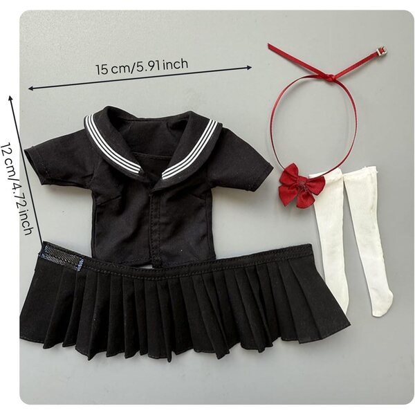 JK Style Outfit 1/6 Puppe – Faltenrock und schwarzes Oberteil für Sammler