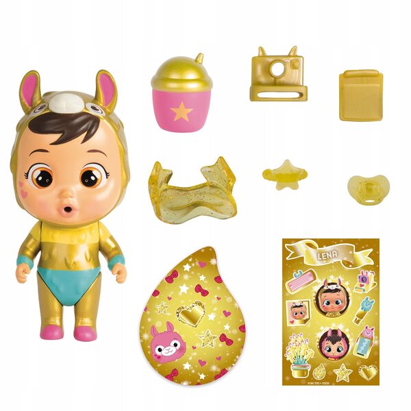 Cry Babies Magic Tears Golden Edition: überraschte Puppe mit goldenen Accessoires