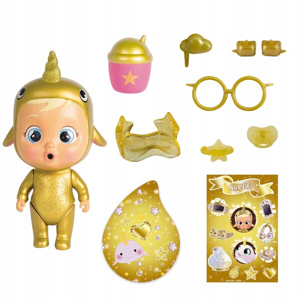 Cry Babies Magic Tears Golden Edition: überraschte Puppe mit goldenen Accessoires