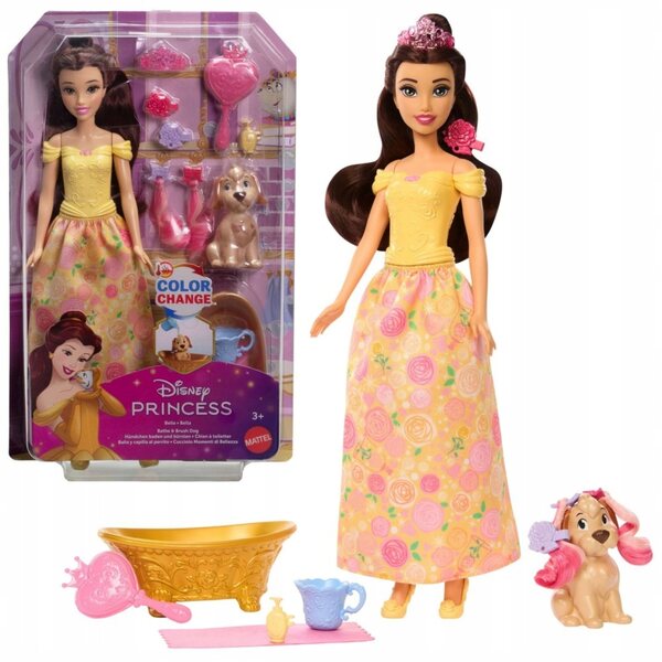 Disney Prinzessin Bella mit Hund und Zubehör – 32 cm große Puppe und Spielset