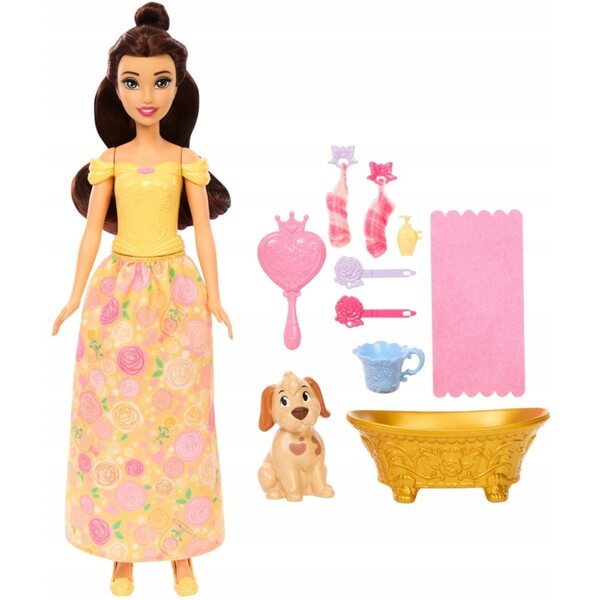 Disney Prinzessin Bella mit Hund und Zubehör – 32 cm große Puppe und Spielset