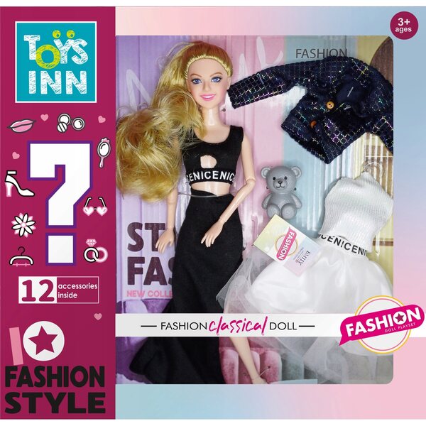 Emily Fashion Black bambola - bambola moda con accessori e articolazioni mobili 29 cm