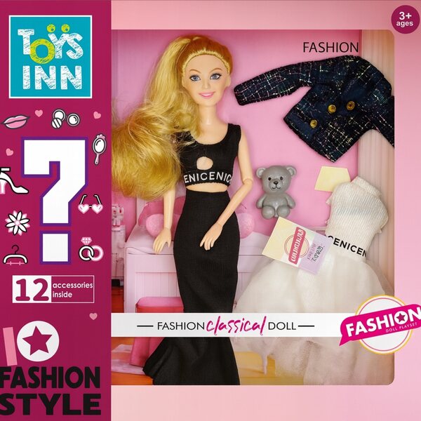 Emily Fashion Black bambola - bambola moda con accessori e articolazioni mobili 29 cm