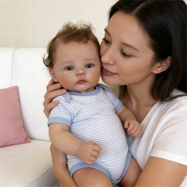 Bambola Reborn Bambino 49 cm Realistica con Capelli e Pelle 3D, ideale regalo