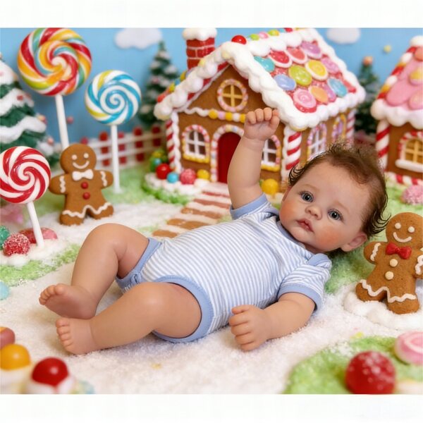 Bambola Reborn Bambino 49 cm Realistica con Capelli e Pelle 3D, ideale regalo
