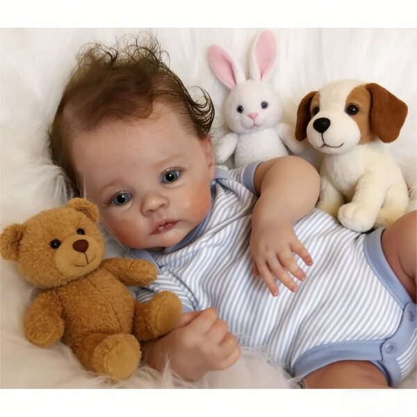 Bambola Reborn Bambino 49 cm Realistica con Capelli e Pelle 3D, ideale regalo
