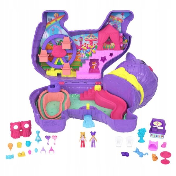 Polly Pocket Piniata Gatto Set Giochi con 23 Accessori e 2 Minidoll per Bambini 4+