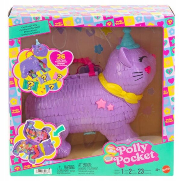 Polly Pocket Piniata Gatto Set Giochi con 23 Accessori e 2 Minidoll per Bambini 4+