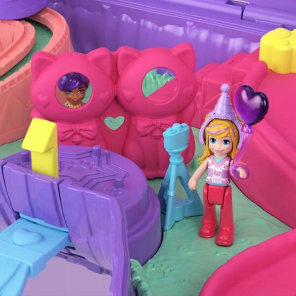 Polly Pocket Piniata Gatto Set Giochi con 23 Accessori e 2 Minidoll per Bambini 4+