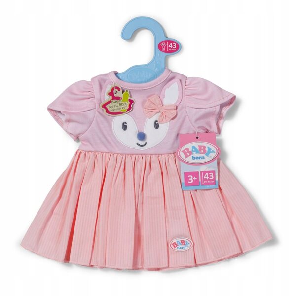 Baby Born Kleid mit Hirschmuster für 43 cm Puppen – Faltenkleid