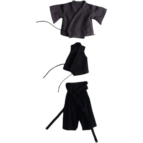 Costume Samurai in Tessuto per Action Figure 1:12 Maschili - Grigio Nero