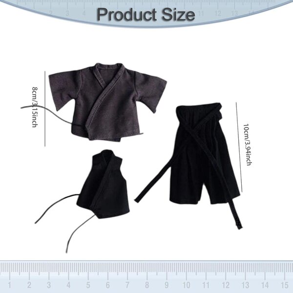 Costume Samurai in Tessuto per Action Figure 1:12 Maschili - Grigio Nero