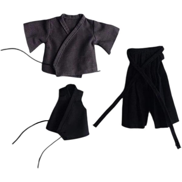 Costume Samurai in Tessuto per Action Figure 1:12 Maschili - Grigio Nero