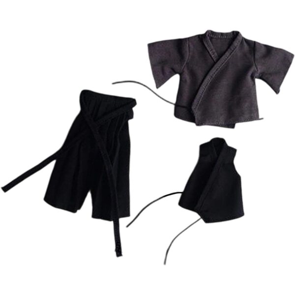 Costume Samurai in Tessuto per Action Figure 1:12 Maschili - Grigio Nero