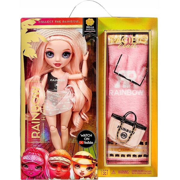 Rainbow High Pacific Coast Bella Parker - Bambola moda 26 cm per bambini 4+