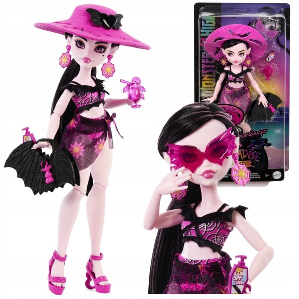 Monster High Draculaura 29 cm - Poupée mannequin Wyspa Straszy-Raj avec accessoires