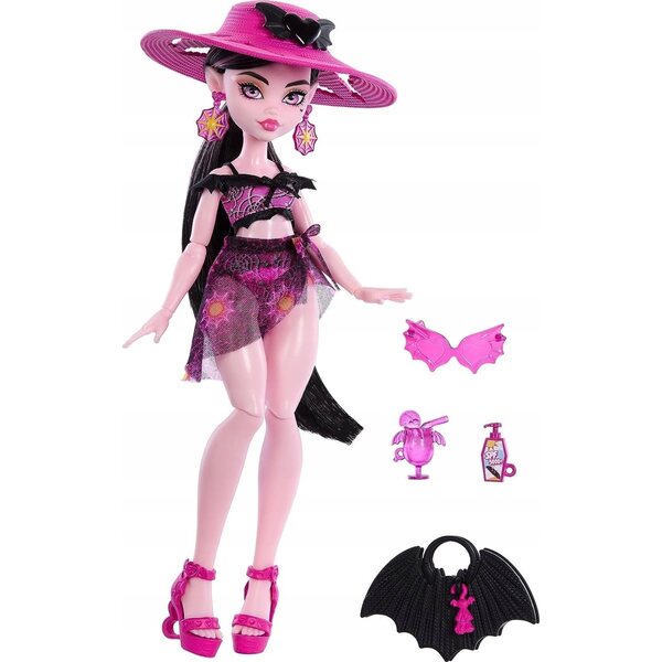 Monster High Draculaura 29 cm - Bambola Moda Wyspa Straszy-Raj con Accessori