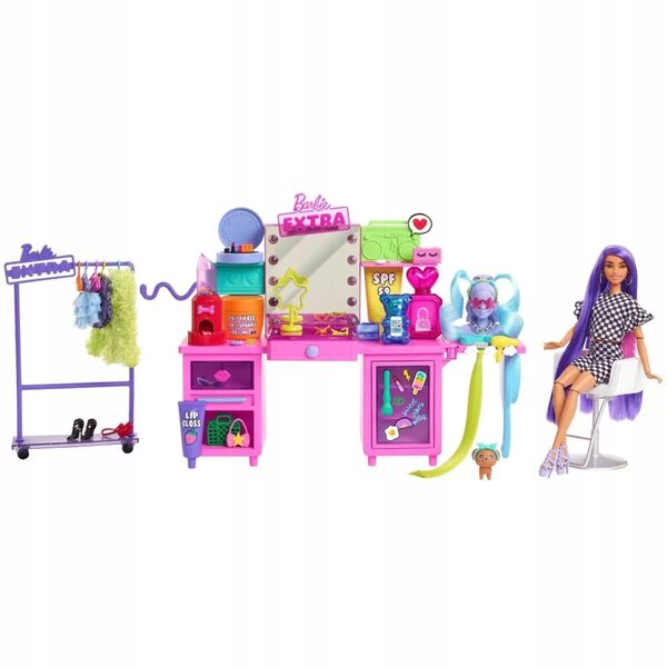 Barbie Extra con toeletta luminosa, cane e 45 accessori per bambini oltre 3 anni
