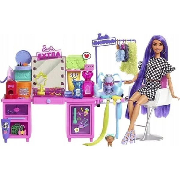 Barbie Extra con toeletta luminosa, cane e 45 accessori per bambini oltre 3 anni