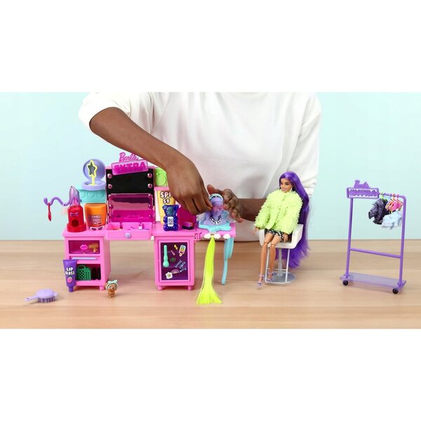 Barbie Extra con toeletta luminosa, cane e 45 accessori per bambini oltre 3 anni