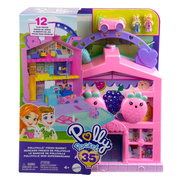 Polly Pocket Pollyville Supermarché portable avec mini poupées et accessoires