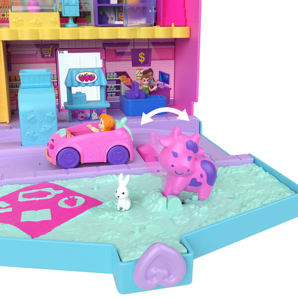 Polly Pocket Pollyville Supermarché portable avec mini poupées et accessoires
