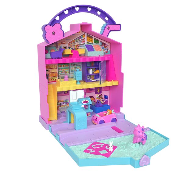 Polly Pocket Pollyville Supermarché portable avec mini poupées et accessoires