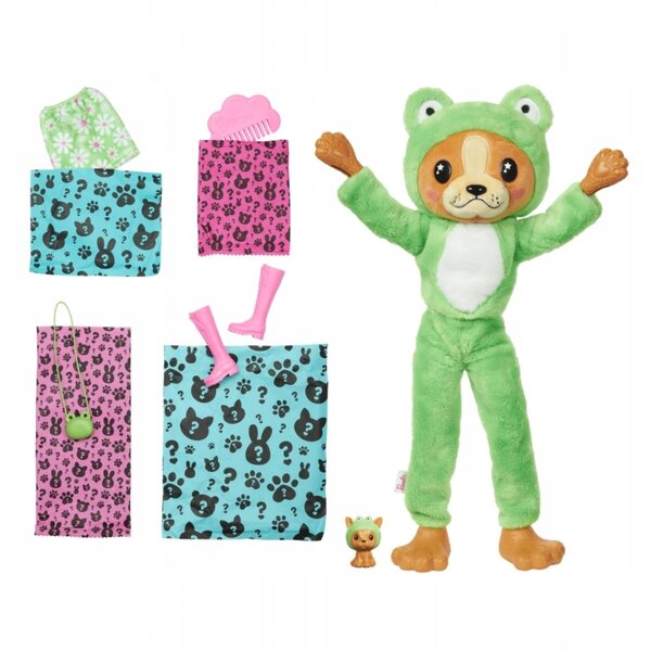 Barbie Cutie Reveal Dog Frog mit 10 Überraschungen und verwandelbarem Kostüm