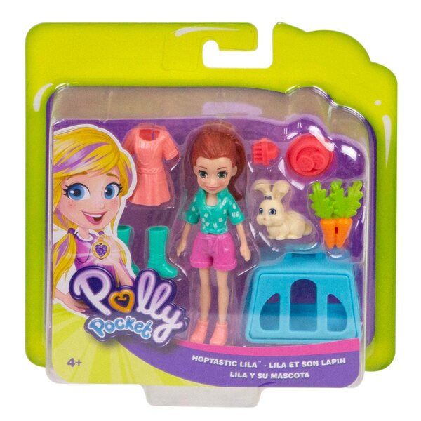 Polly Pocket Lila avec lapin Bonita et accessoires pour enfants 4+