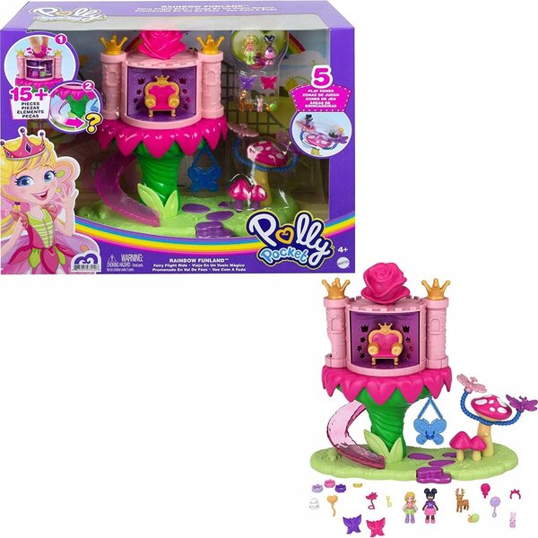 Mattel Polly Pocket Unicorn Rides set gioco con 15 sorprese per bambini 4+