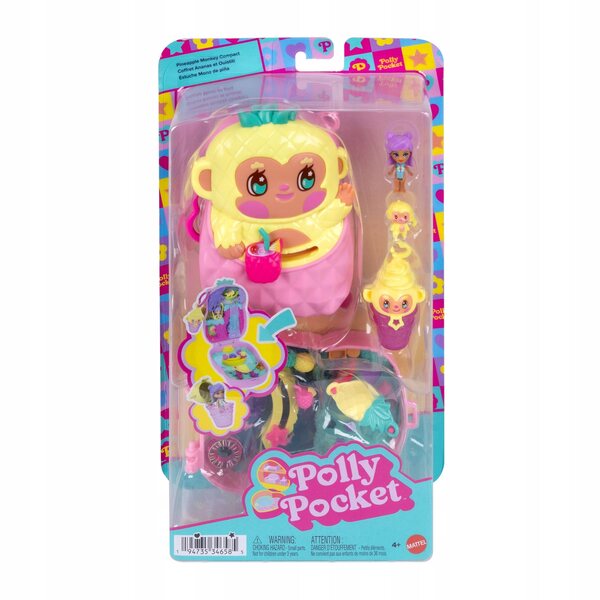 Polly Pocket Monkey Pineapple - Ensemble de jouets compacts pour les enfants de 4 ans et plus