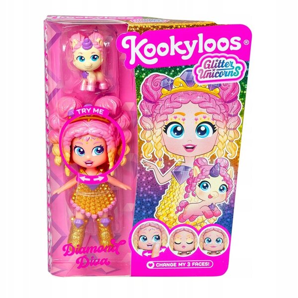 KookyLoos Glitter Unicorns Diamond Diva bambola con unicorno e accessori scintillanti