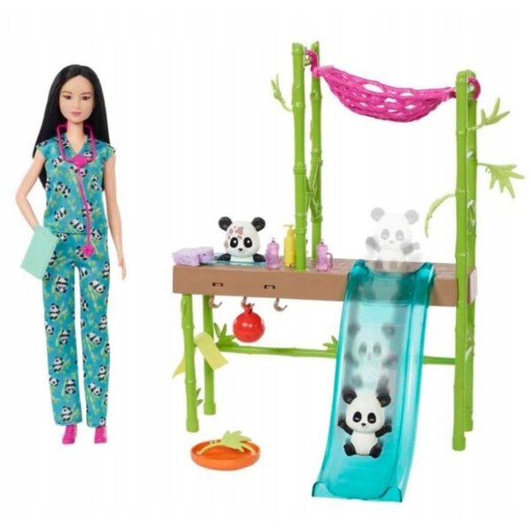 Barbie Veterinär-Set mit 2 Pandas und Zubehör für pädagogisches Spielen