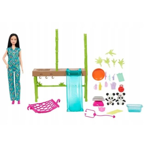 Barbie Veterinär-Set mit 2 Pandas und Zubehör für pädagogisches Spielen