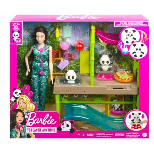 Barbie Veterinär-Set mit 2 Pandas und Zubehör für pädagogisches Spielen