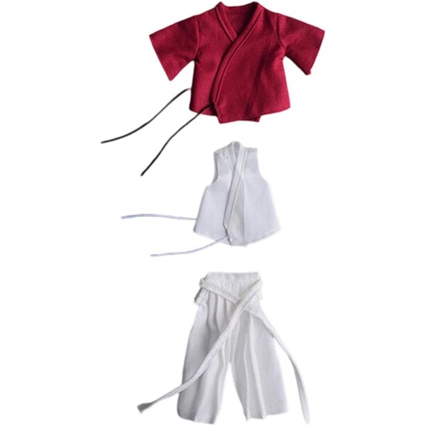 1/12 Samurai-Uniform für 6-Zoll-Actionfiguren – Herrenkostüm aus rot-weißem Stoff