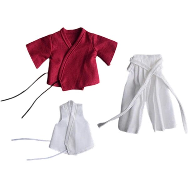 1/12 Samurai-Uniform für 6-Zoll-Actionfiguren – Herrenkostüm aus rot-weißem Stoff
